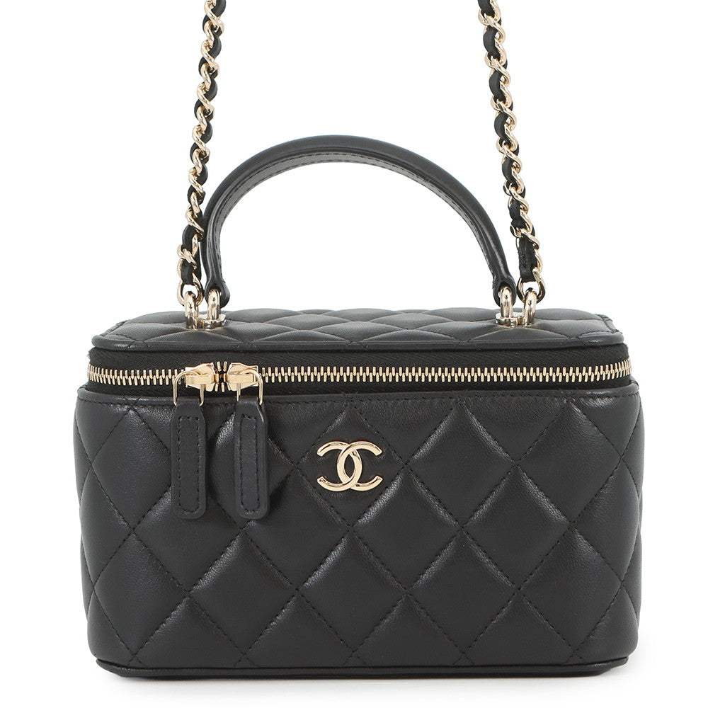 CHANEL Matelasse Chain Vanity Bag BlackAP2199 Lambskin