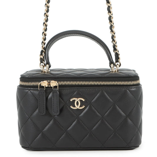 CHANEL Matelasse Chain Vanity Bag BlackAP2199 Lambskin