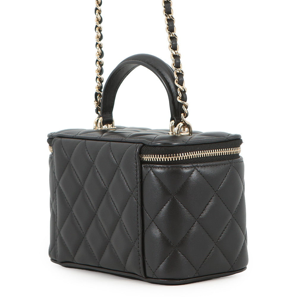 CHANEL Matelasse Chain Vanity Bag BlackAP2199 Lambskin