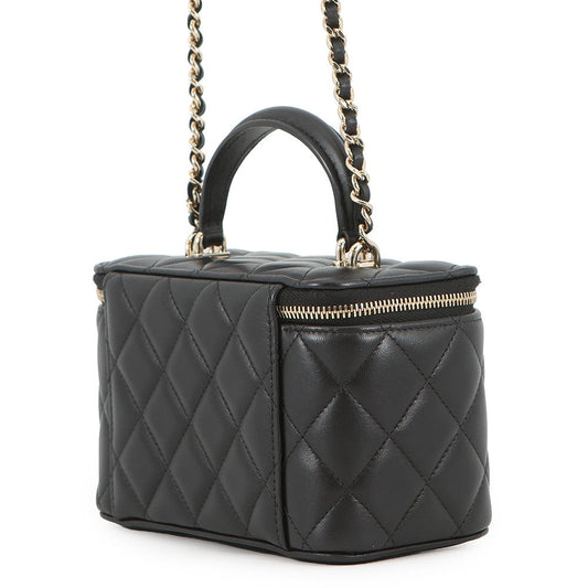 CHANEL Matelasse Chain Vanity Bag BlackAP2199 Lambskin