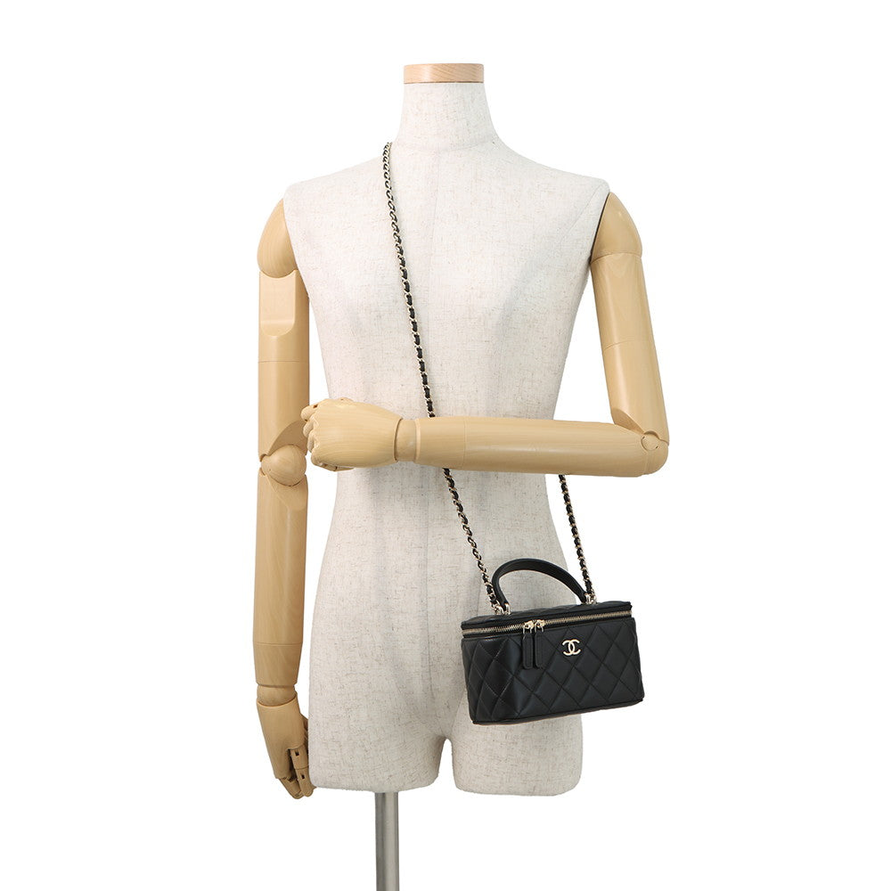 CHANEL Matelasse Chain Vanity Bag BlackAP2199 Lambskin