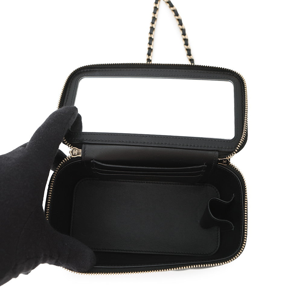 CHANEL Matelasse Chain Vanity Bag BlackAP2199 Lambskin