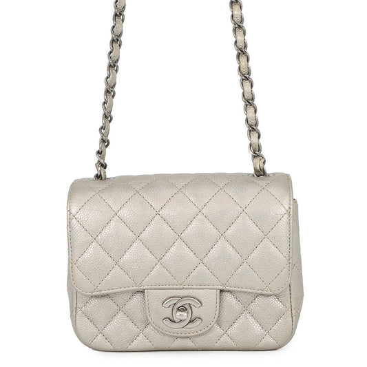 CHANEL Mini Materasse Chain Shoulder SilverA35200 Caviar Leather Size 17