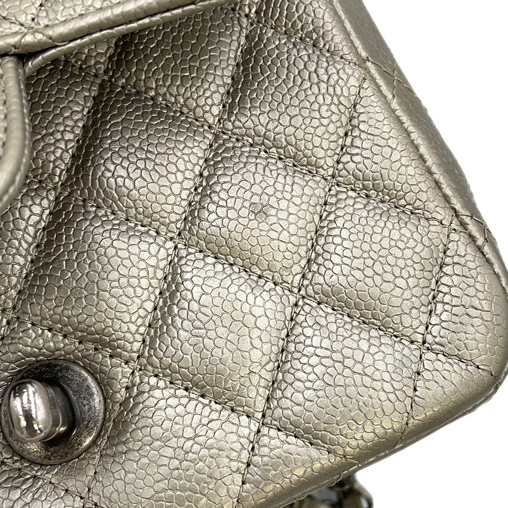 CHANEL Mini Materasse Chain Shoulder SilverA35200 Caviar Leather Size 17