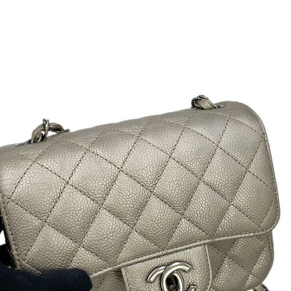 CHANEL Mini Materasse Chain Shoulder SilverA35200 Caviar Leather Size 17