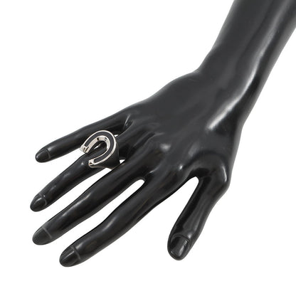 HERMES Ring (Jockey) Size 55 Black Box Calf Leather Metal
