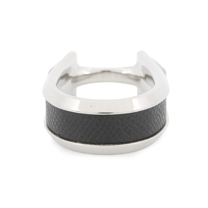 HERMES Ring (Jockey) Double Size 53 Black Epsom Metal