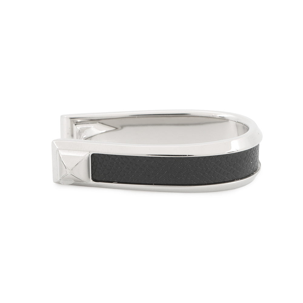 HERMES Ring (Jockey) Double Size 53 Black Epsom Metal