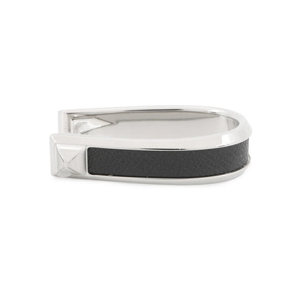 HERMES Ring (Jockey) Double Size 53 Black Epsom Metal