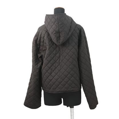 HERMES Quilted Short Jacket Size 38 Black Polyester100%