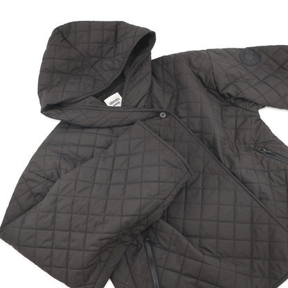 HERMES Quilted Short Jacket Size 38 Black Polyester100%