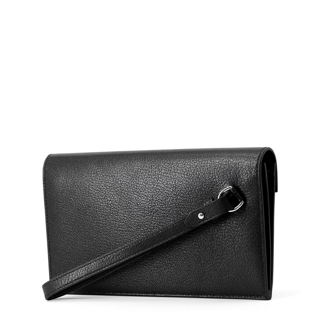 HERMES kelly pocket long Black Chevre Shamqila