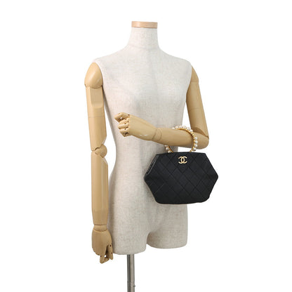 CHANEL Matelasse Pearl Handle Handbag BlackAS2609-B05967-94305 Lambskin Faux Pearl