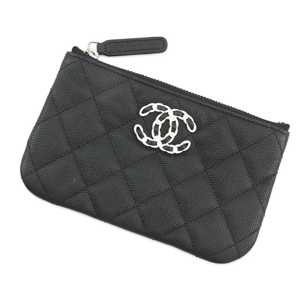 CHANEL Matelasse CHANEL19 Pouch BlackAP3720 Caviar Leather