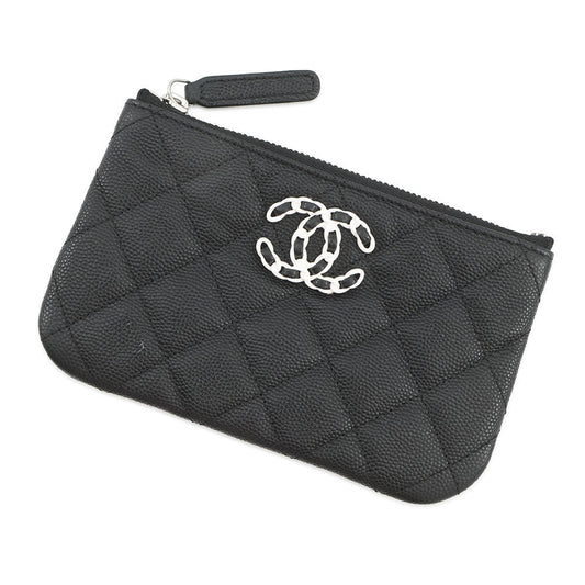 CHANEL Matelasse CHANEL19 Pouch BlackAP3720 Caviar Leather