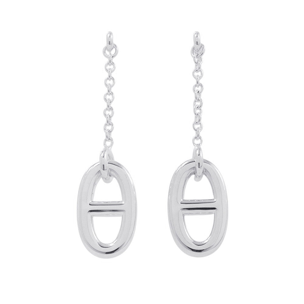HERMES Chaine d'Ancre Farandole Earrings Size MM Silver SV925