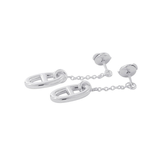 HERMES Chaine d'Ancre Farandole Earrings Size MM Silver SV925
