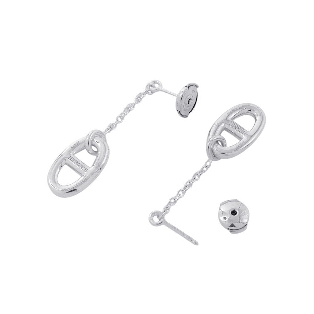 HERMES Chaine d'Ancre Farandole Earrings Size MM Silver SV925