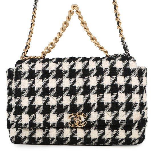 CHANEL CHANEL 19 Dixneuf Maxi Shoulder Bag White/BlackAS1162 Tweed