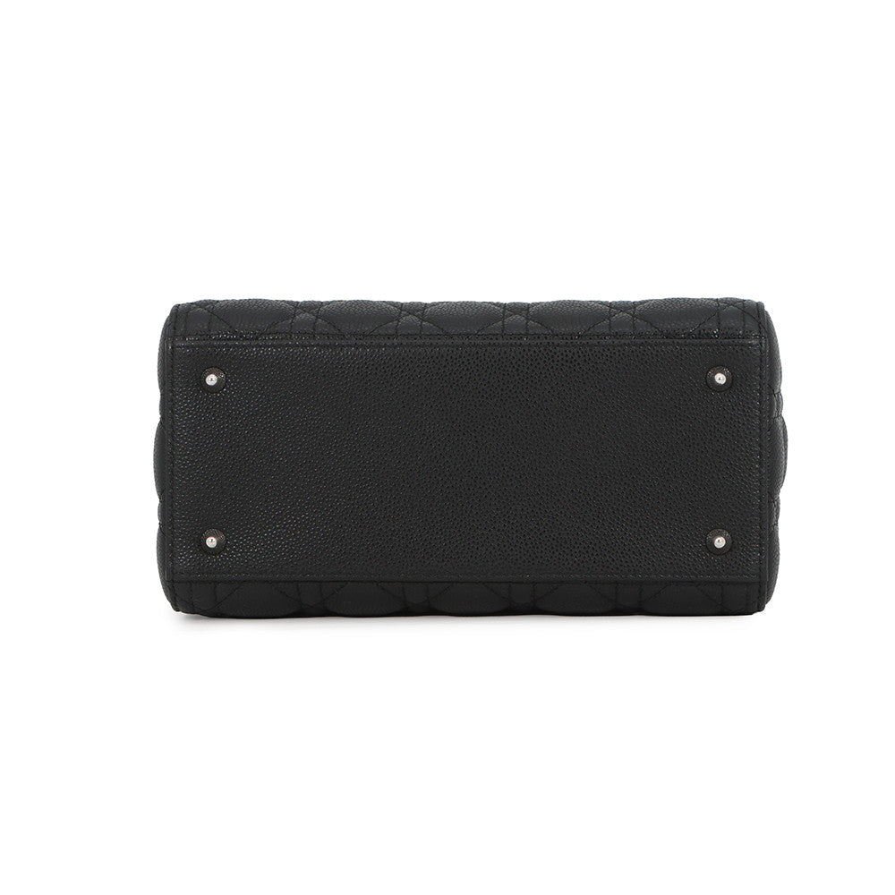 Dior Cannage Lady Dior 2WAY Handbag BlackM0565PWRT_M900 Grained CalfLeather Size Medium