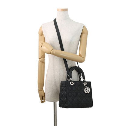 Dior Cannage Lady Dior 2WAY Handbag BlackM0565PWRT_M900 Grained CalfLeather Size Medium