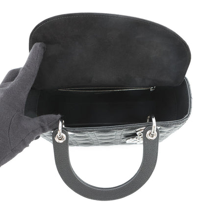 Dior Cannage Lady Dior 2WAY Handbag BlackM0565PWRT_M900 Grained CalfLeather Size Medium