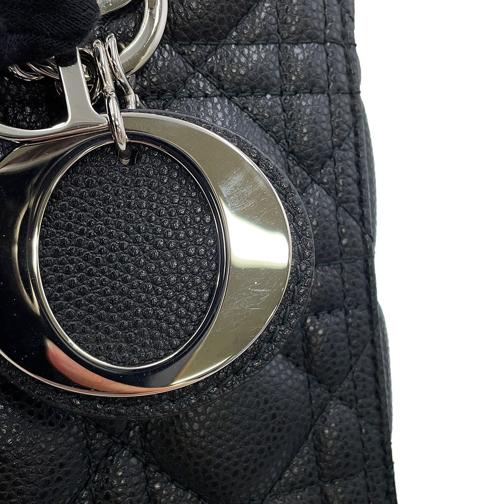 Dior Cannage Lady Dior 2WAY Handbag BlackM0565PWRT_M900 Grained CalfLeather Size Medium