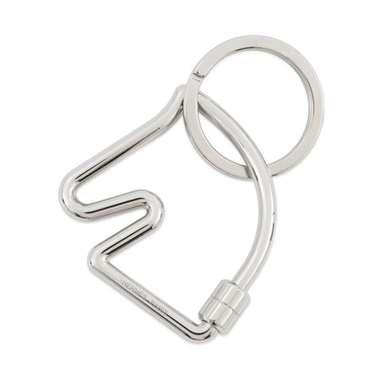 HERMES Cheval Key Ring Silver Metal