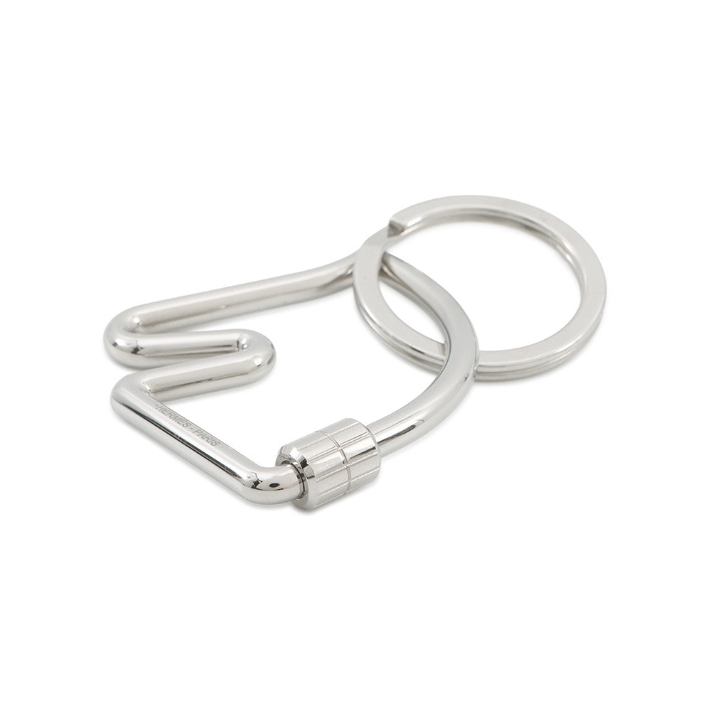 HERMES Cheval Key Ring Silver Metal