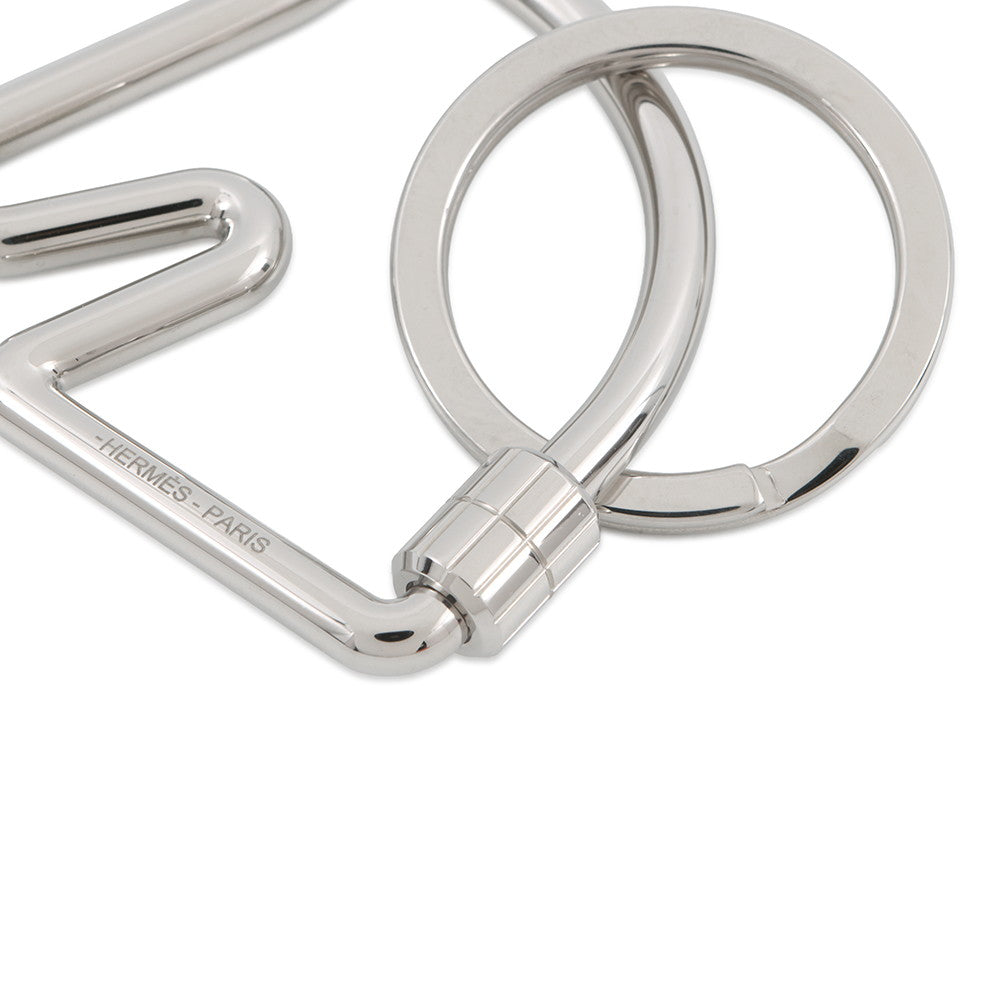 HERMES Cheval Key Ring Silver Metal