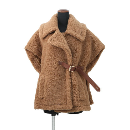 MAX MARA New Ababo Teddy Bear Cape Size SM Camel4736145206001 Camel88% Silk12%
