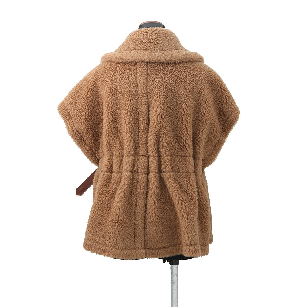 MAX MARA New Ababo Teddy Bear Cape Size SM Camel4736145206001 Camel88% Silk12%