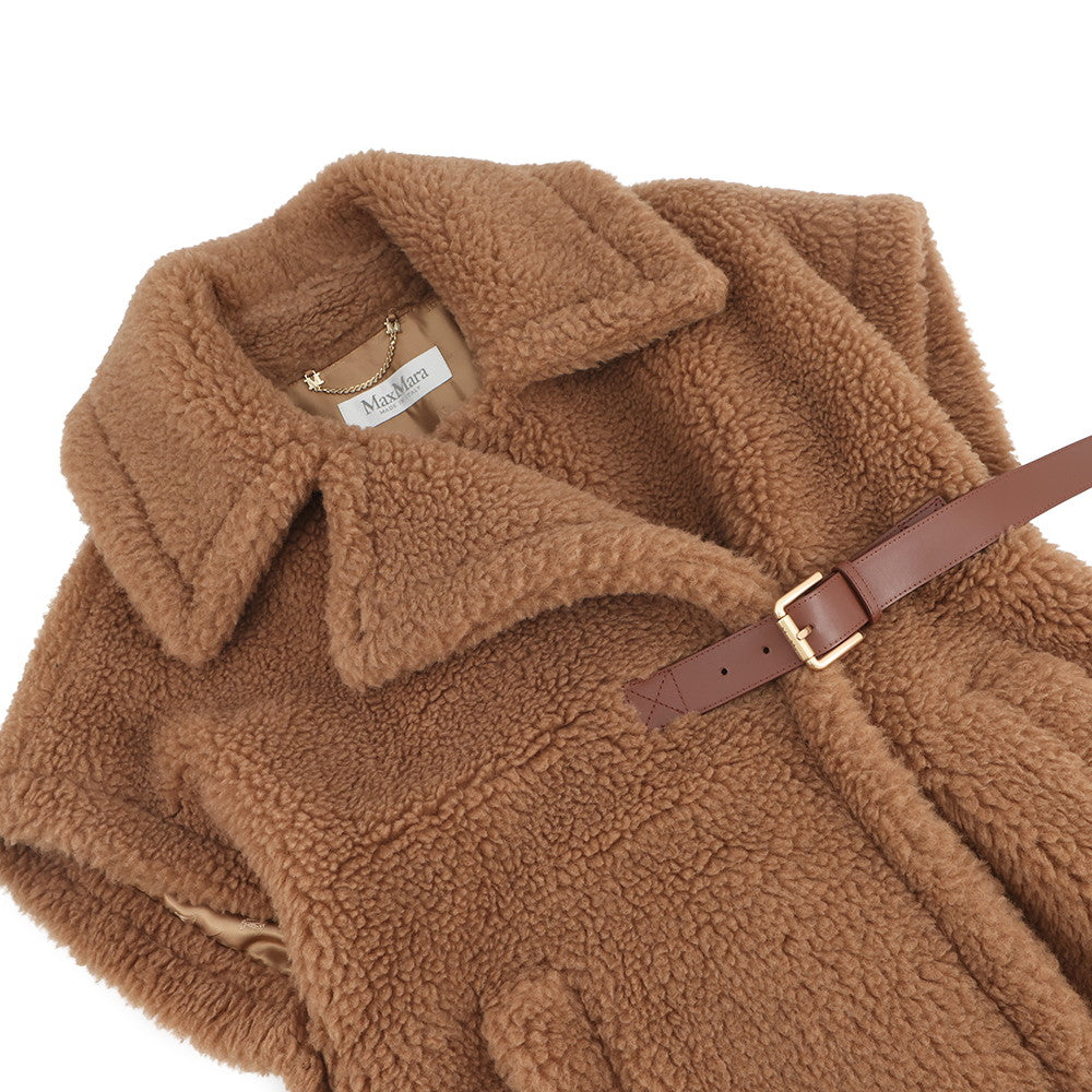 MAX MARA New Ababo Teddy Bear Cape Size SM Camel4736145206001 Camel88% Silk12%