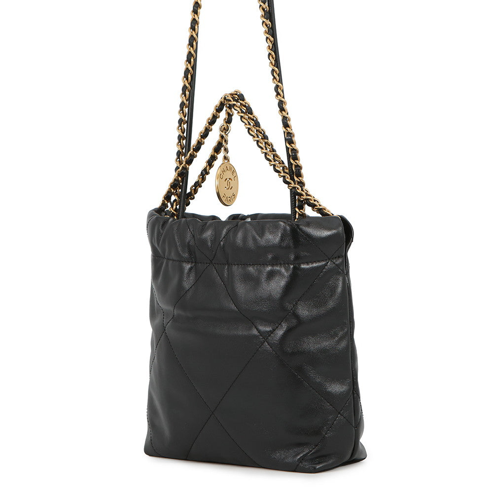 CHANEL CHANEL22 ChainShoulder Bag BlackAS3980-B19059-94305 Shiny Calf Leather Size Mini