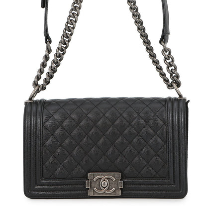 CHANEL Boy Chanel Matelasse ChainShoulder Bag BlackA67086 Caviar Leather Size 25