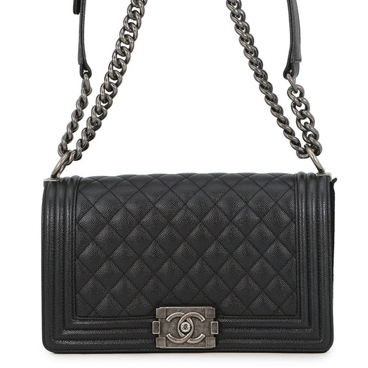 CHANEL Boy Chanel Matelasse ChainShoulder Bag BlackA67086 Caviar Leather Size 25