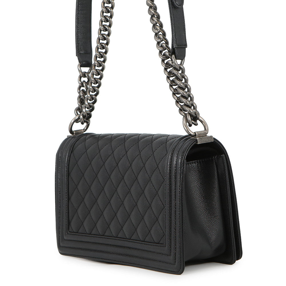 CHANEL Boy Chanel Matelasse ChainShoulder Bag BlackA67086 Caviar Leather Size 25