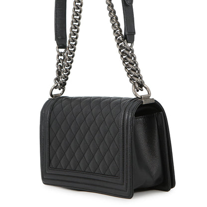 CHANEL Boy Chanel Matelasse ChainShoulder Bag BlackA67086 Caviar Leather Size 25