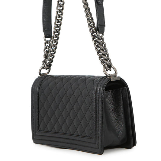 CHANEL Boy Chanel Matelasse ChainShoulder Bag BlackA67086 Caviar Leather Size 25
