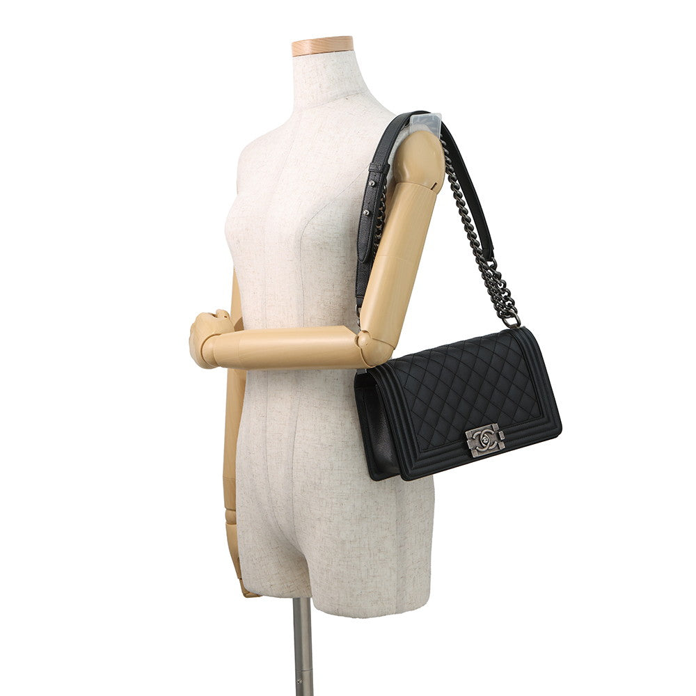 CHANEL Boy Chanel Matelasse ChainShoulder Bag BlackA67086 Caviar Leather Size 25
