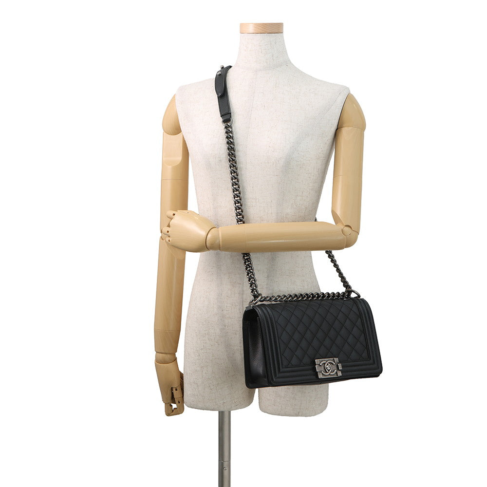 CHANEL Boy Chanel Matelasse ChainShoulder Bag BlackA67086 Caviar Leather Size 25
