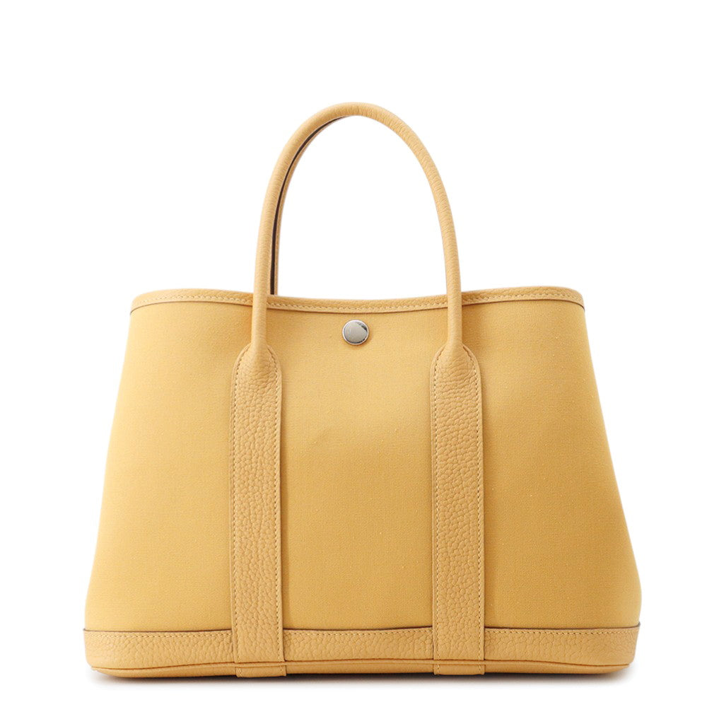 HERMES Garden Party Paille Negonda Leather Toile Officier Size TPM