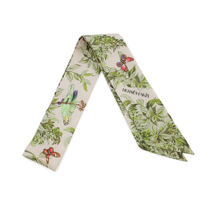 HERMES Twilly 《Near the equator》 Cream / Green / Multicolor Silk100%