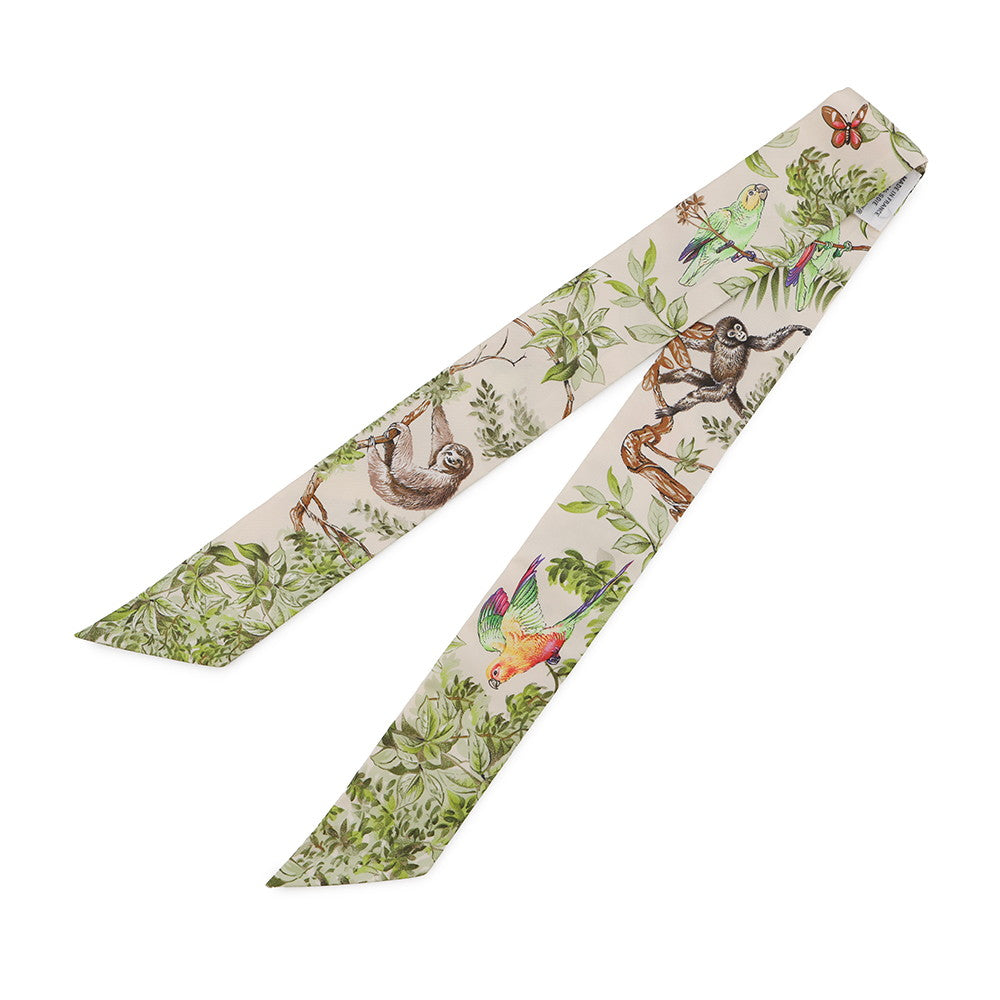 HERMES Twilly 《Near the equator》 Cream / Green / Multicolor Silk100%