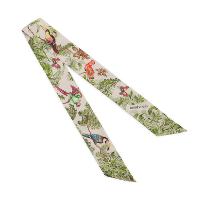 HERMES Twilly 《Near the equator》 Cream / Green / Multicolor Silk100%