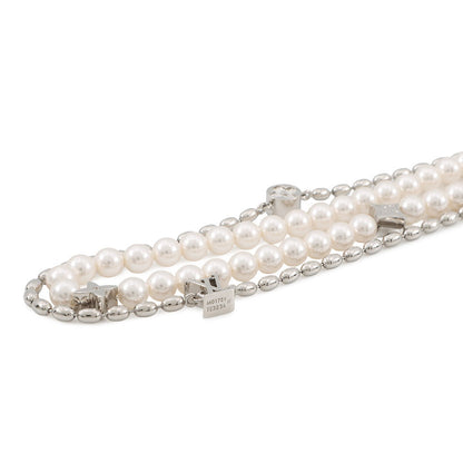 LOUIS VUITTON Fusion Necklace Silver/WhiteM01781 Metal Faux Pearl