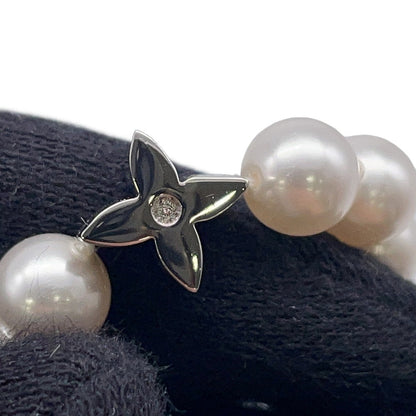 LOUIS VUITTON Fusion Necklace Silver/WhiteM01781 Metal Faux Pearl
