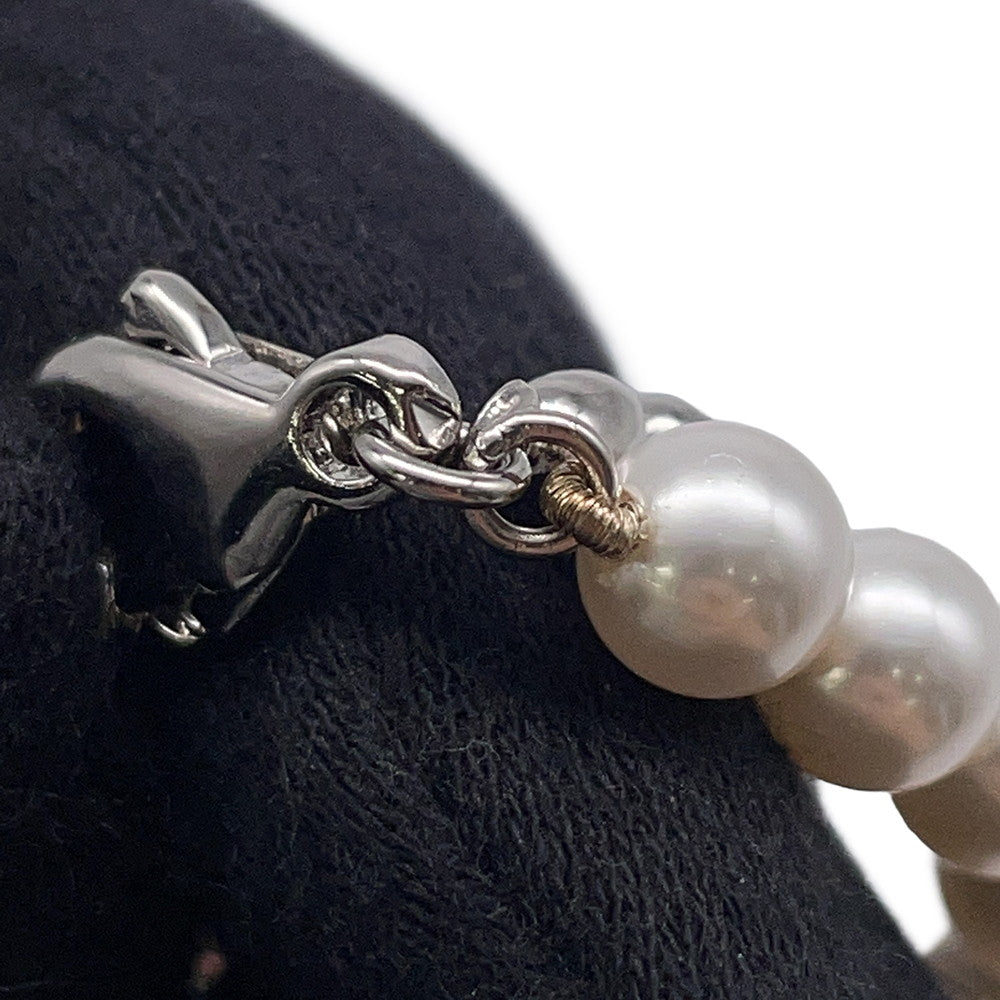 LOUIS VUITTON Fusion Necklace Silver/WhiteM01781 Metal Faux Pearl