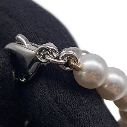 LOUIS VUITTON Fusion Necklace Silver/WhiteM01781 Metal Faux Pearl