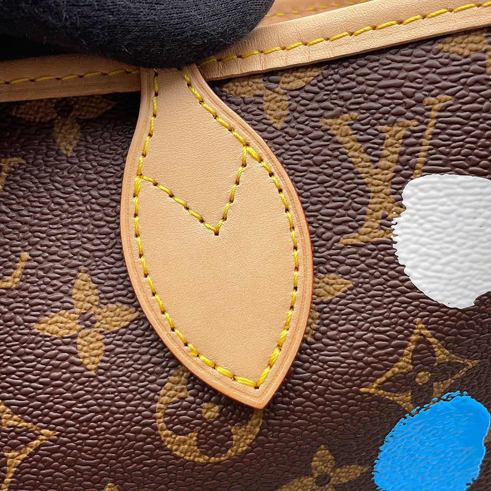 LOUIS VUITTON LV × YK Neverfull Brown/MulticolorM46381 Monogram Painted Dot Size MM